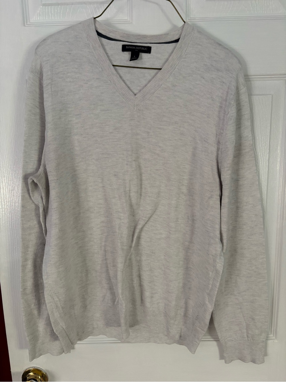 Banana Republic womans V-Neck Sweater - Light Gray Heather